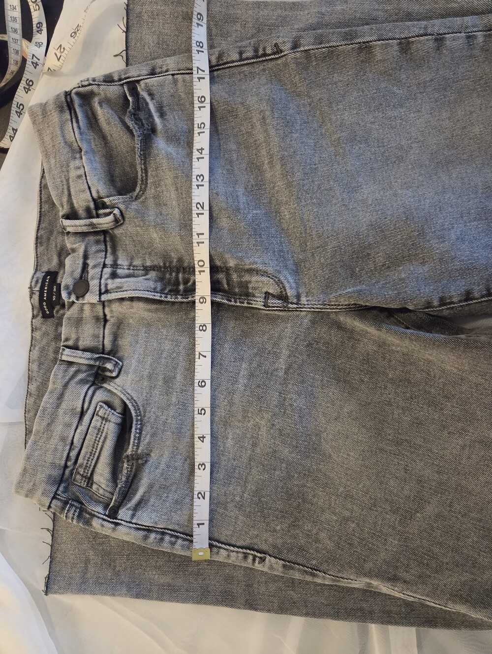 Good American Gray Acid Wash Straight Leg Jeans - Picture 7 of 15